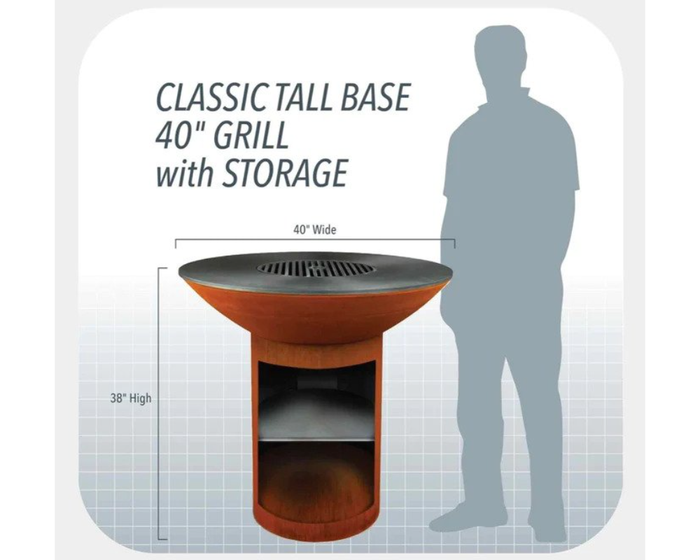 Arteflame Classic 40″ Grill Tall Round Base with Storage