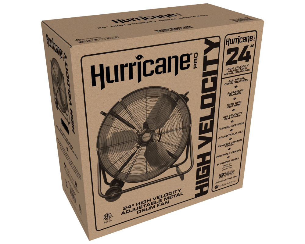 Hurricane® 24'' Heavy-duty High-speed Round Portable Drum Fan