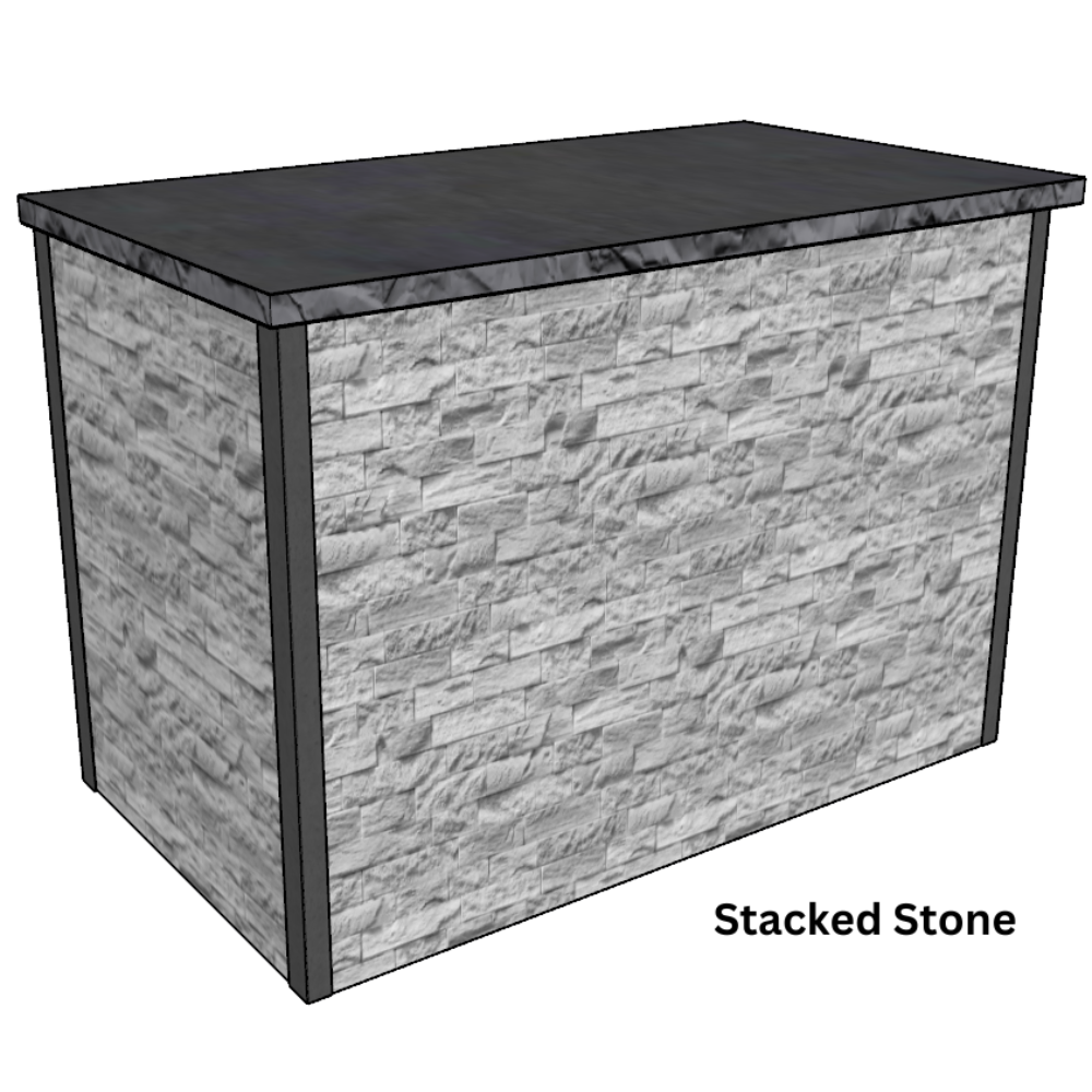 Outdoor Oasis Kitchen Kits 6ft Signature Grill Island Weathered Wood Stacked Stone