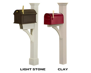 Yard Craft Premium Madison Mailbox Post Elegant Mail Stand Light Stone, Clay